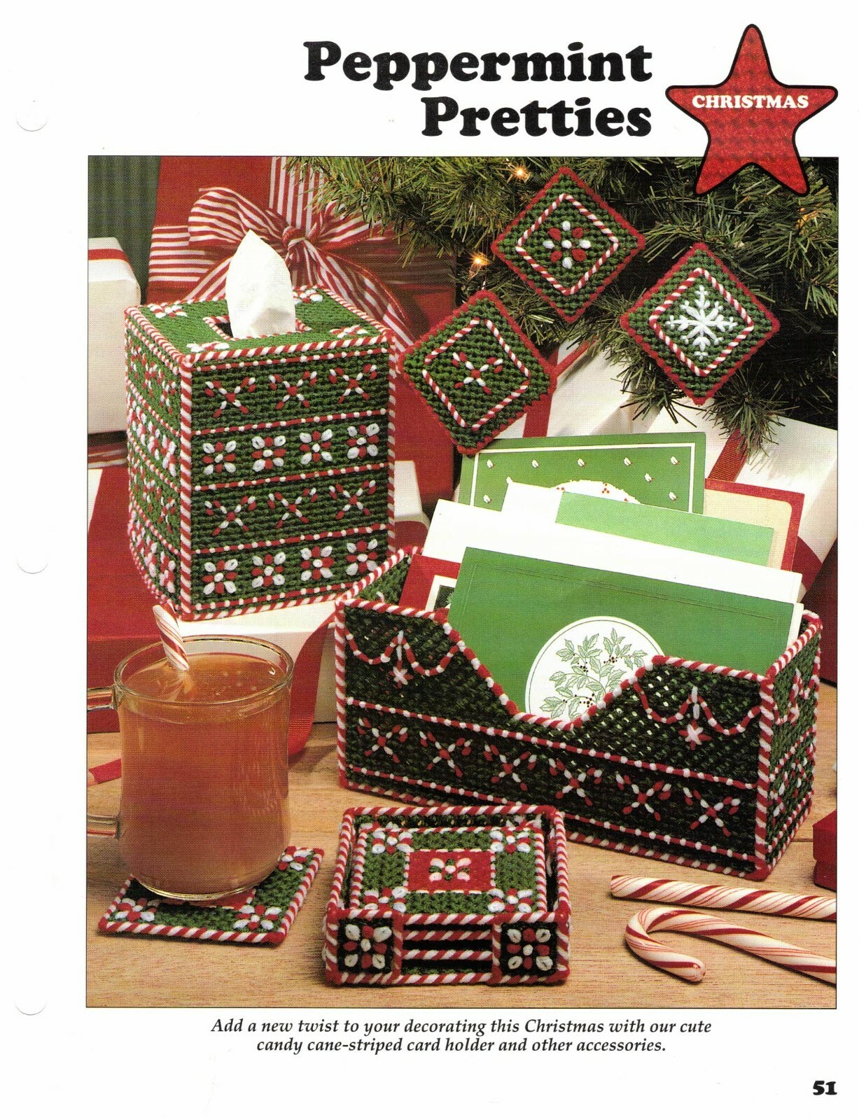 Peppermint Pretties Coasters Box Plastic Canvas Pattern Projects By Leisure Arts