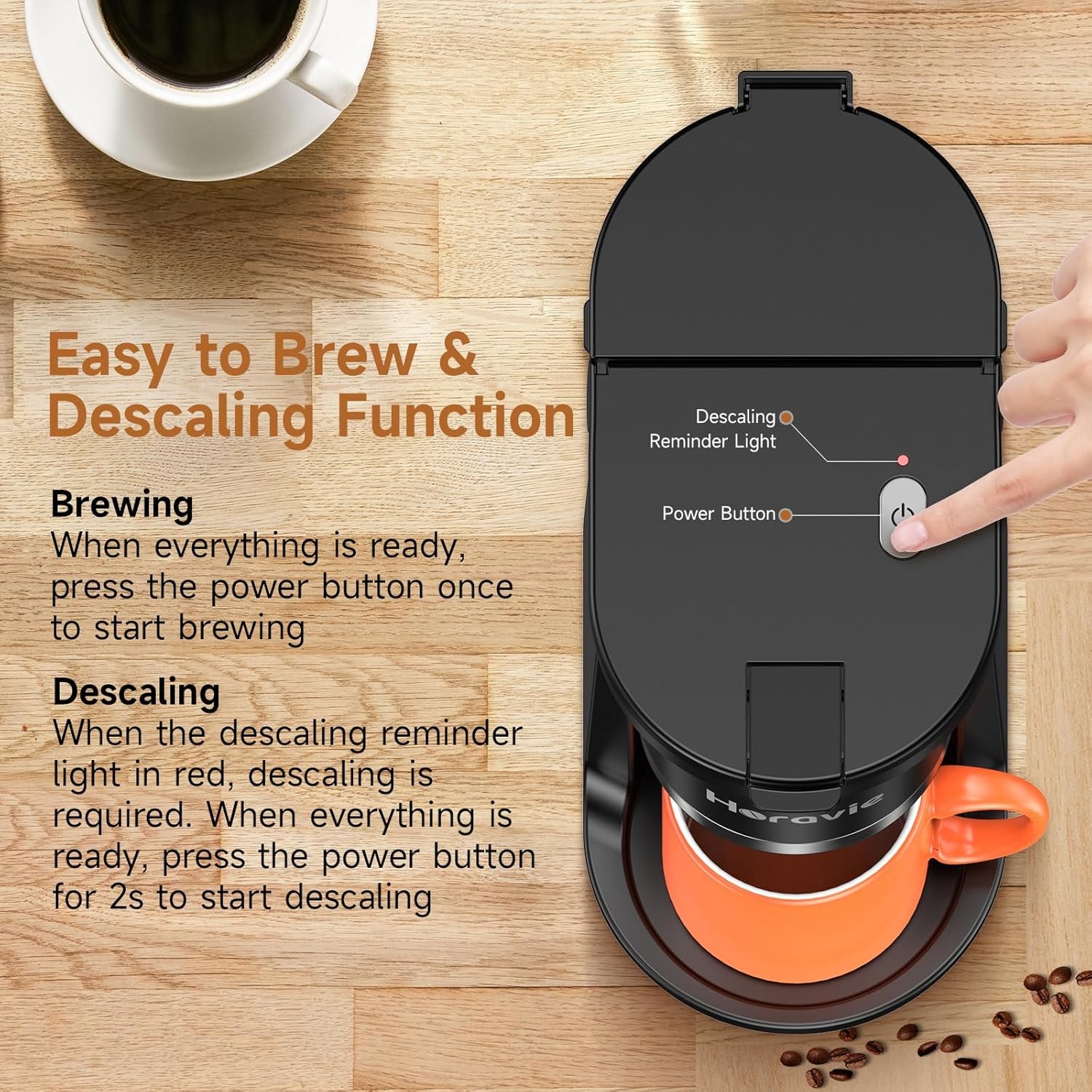 "Small Single Serve Coffee Maker, K-Cup & Grounds, 6-12oz, Black"