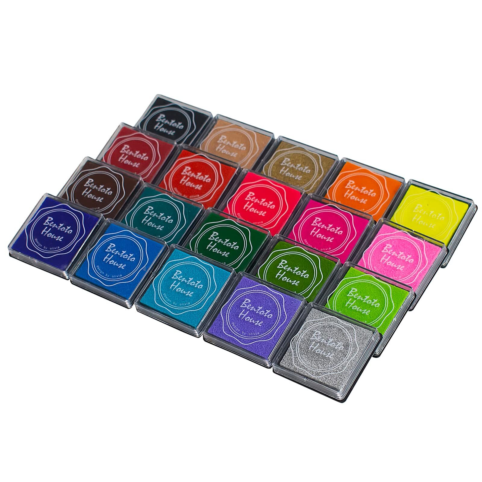 20 Colors Inkpad Pack Washable Craft Ink for Rubber Stamps & Scrapbooking