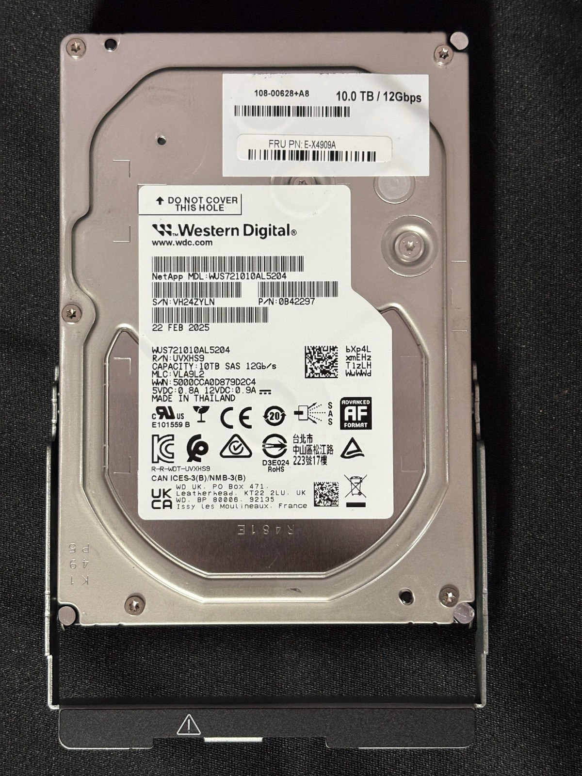 NetApp E-X4909A - WUS721010AL5204 - 10TB SAS Disk Drive - DA - 12Gbps - 0B42297
