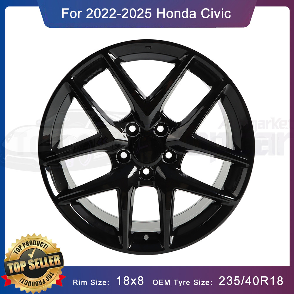 18"x8"🔥Glossy Black Wheel Rim For Honda Civic🔥 2016-2025 Replacement Alloy Rim