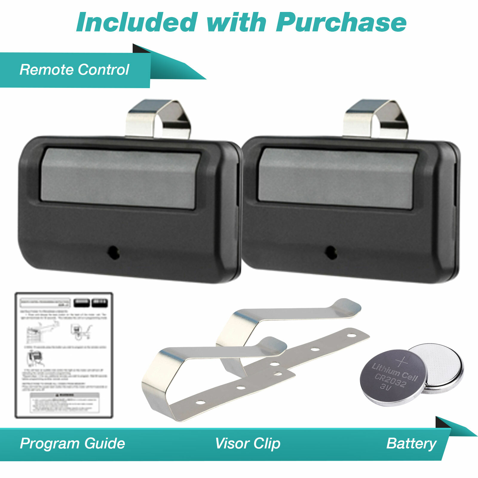 2 For Liftmaster 81LM Garage Gate Door Opener Visor Remote Green Learn Button