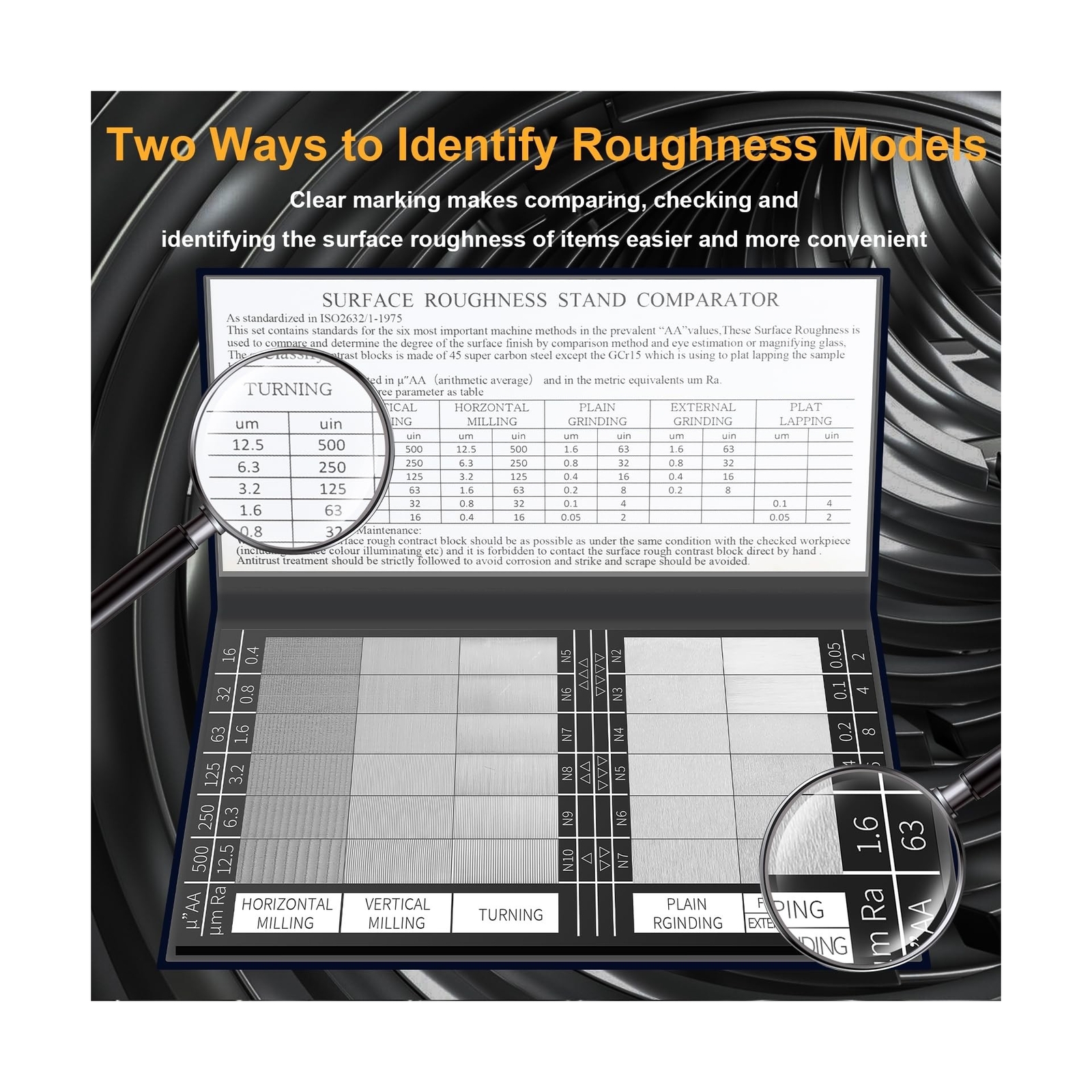 30PCS Surface Roughness Comparator,Surface Finish Comparator Set,Roughness Te...