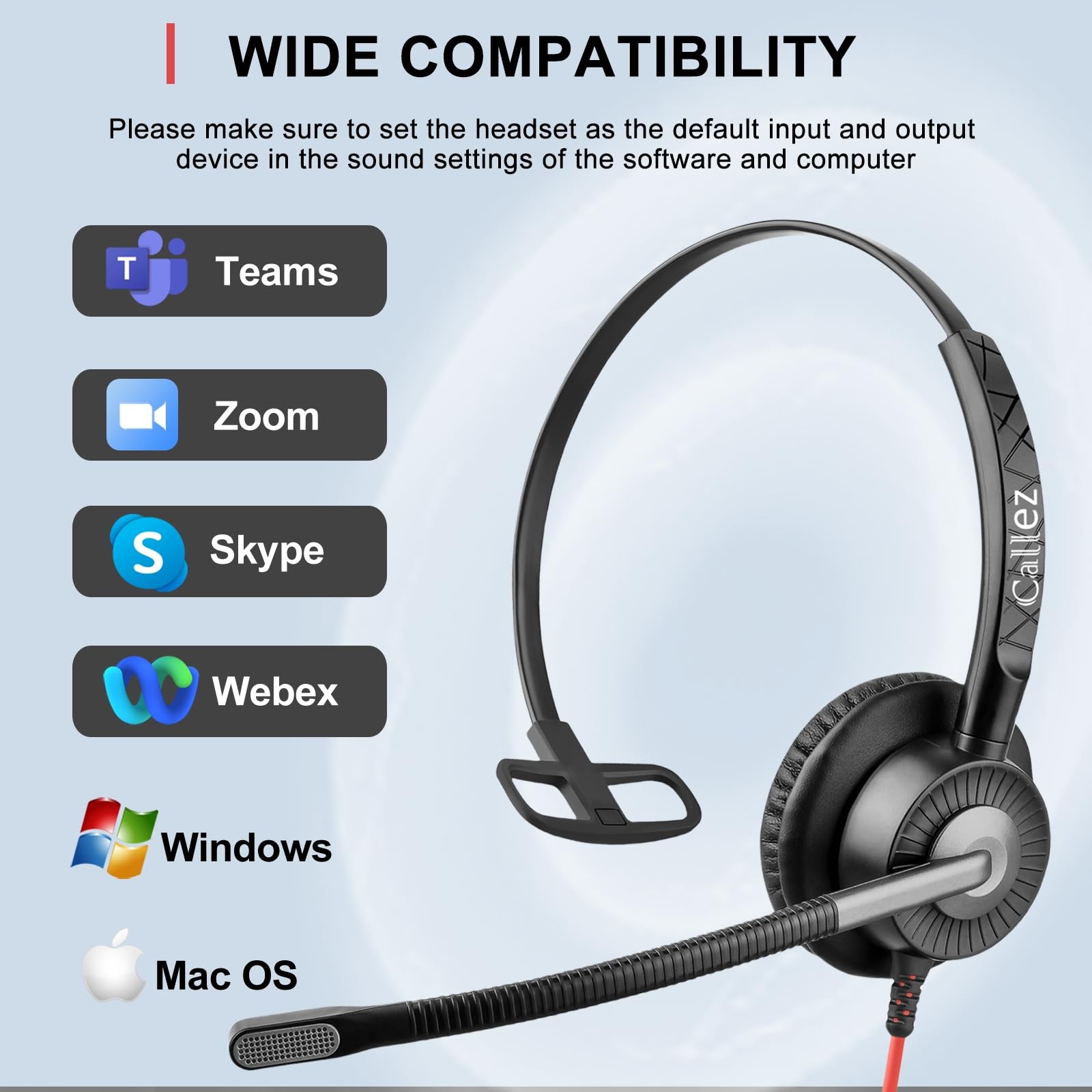 USB Headset with ENC Dual Noise Cancelling Microphone for PC Laptop