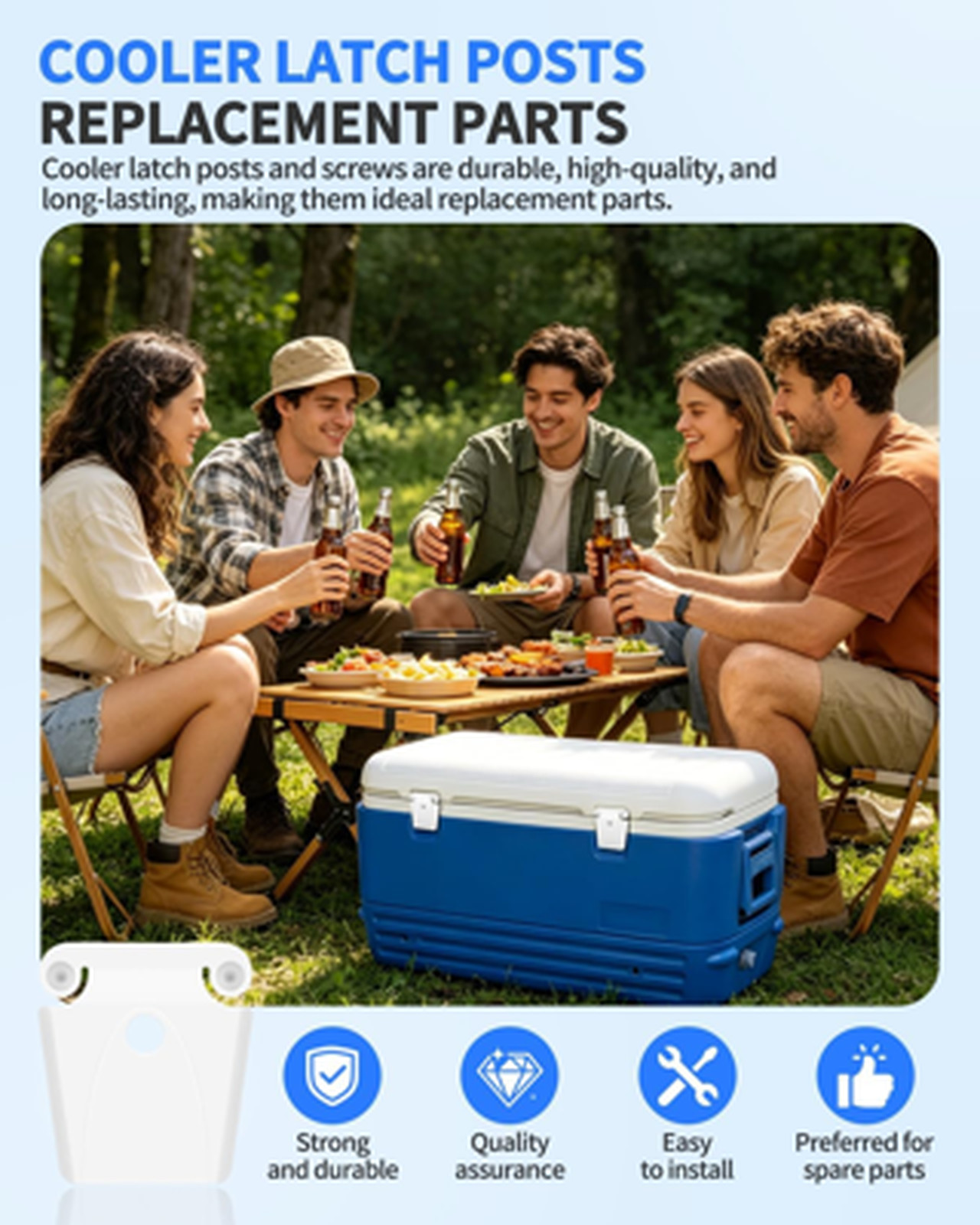 Cooler Latch Replacement Kit for Igloo 50-165 Qt Coolers Includes Posts and