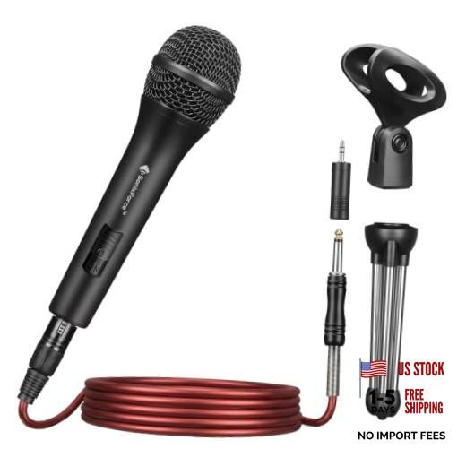 Professional Dynamic Microphone for Singing Karaoke Microphone with 16ft Black