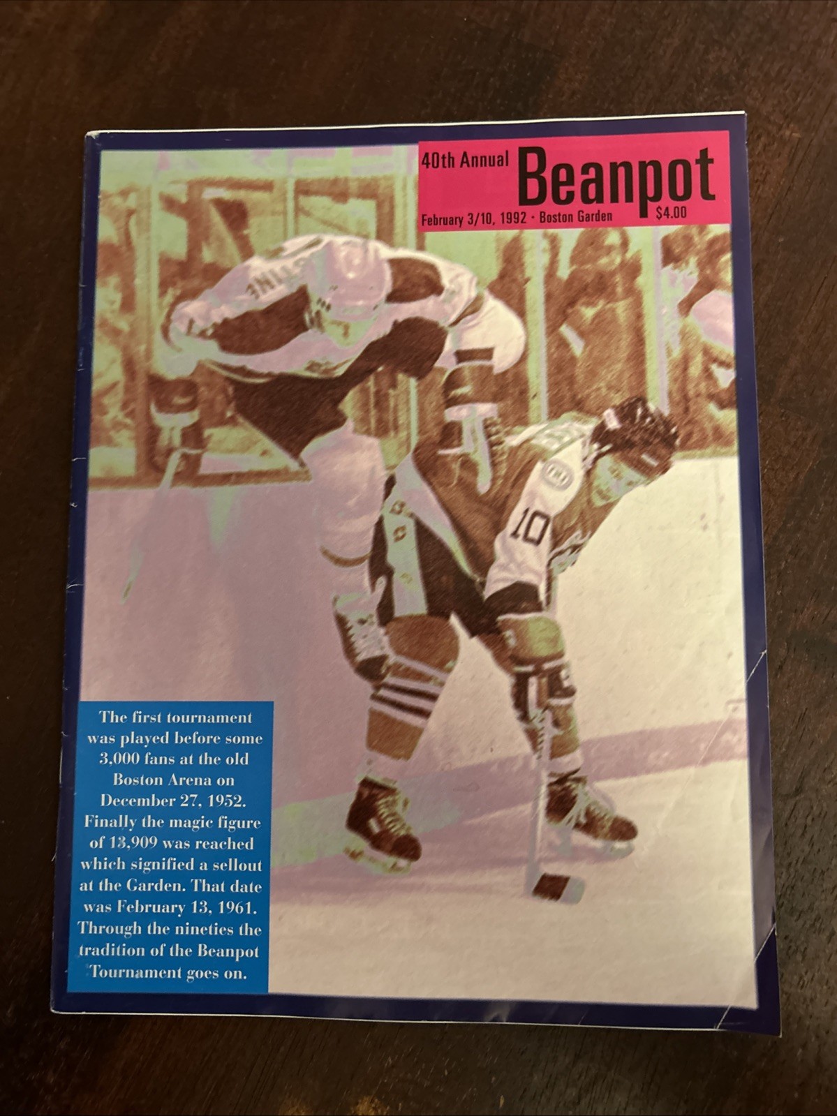 1992 BEANPOT Collegiate Ice Hockey Tournament Program Boston Garden Feb 3/10!