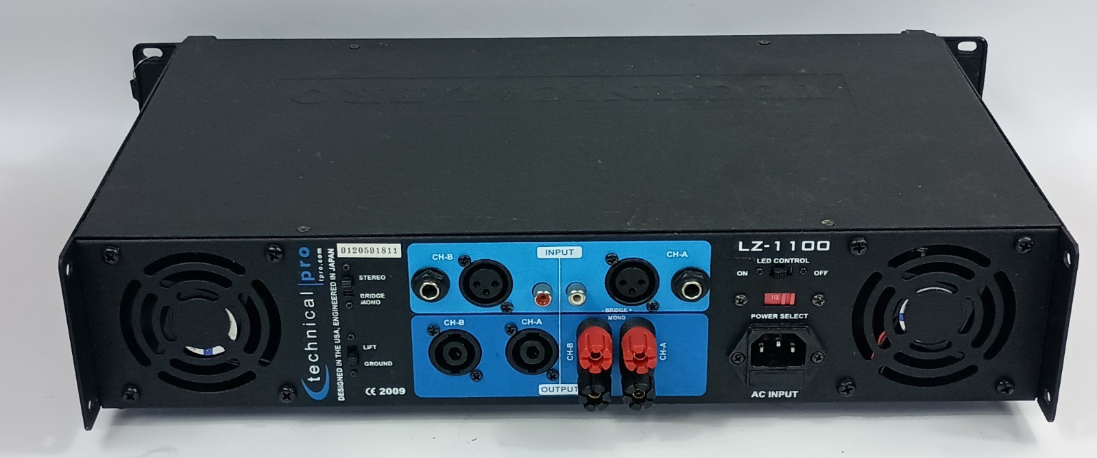 Technical Pro LZ-1100 2-Channel 1100 Watt Professional Power Amplifier UNTESTED