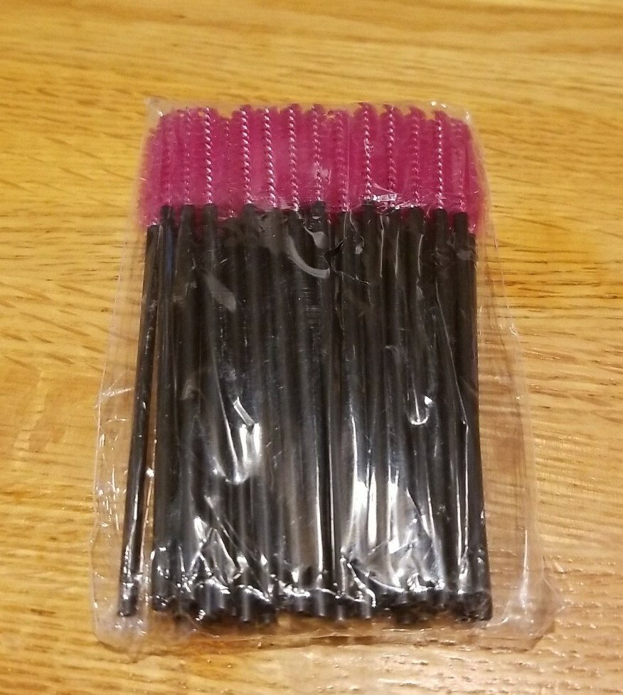 Disposable Hot Pink Mascara Eyelash Wands Applicator Brushes Makeup Extension