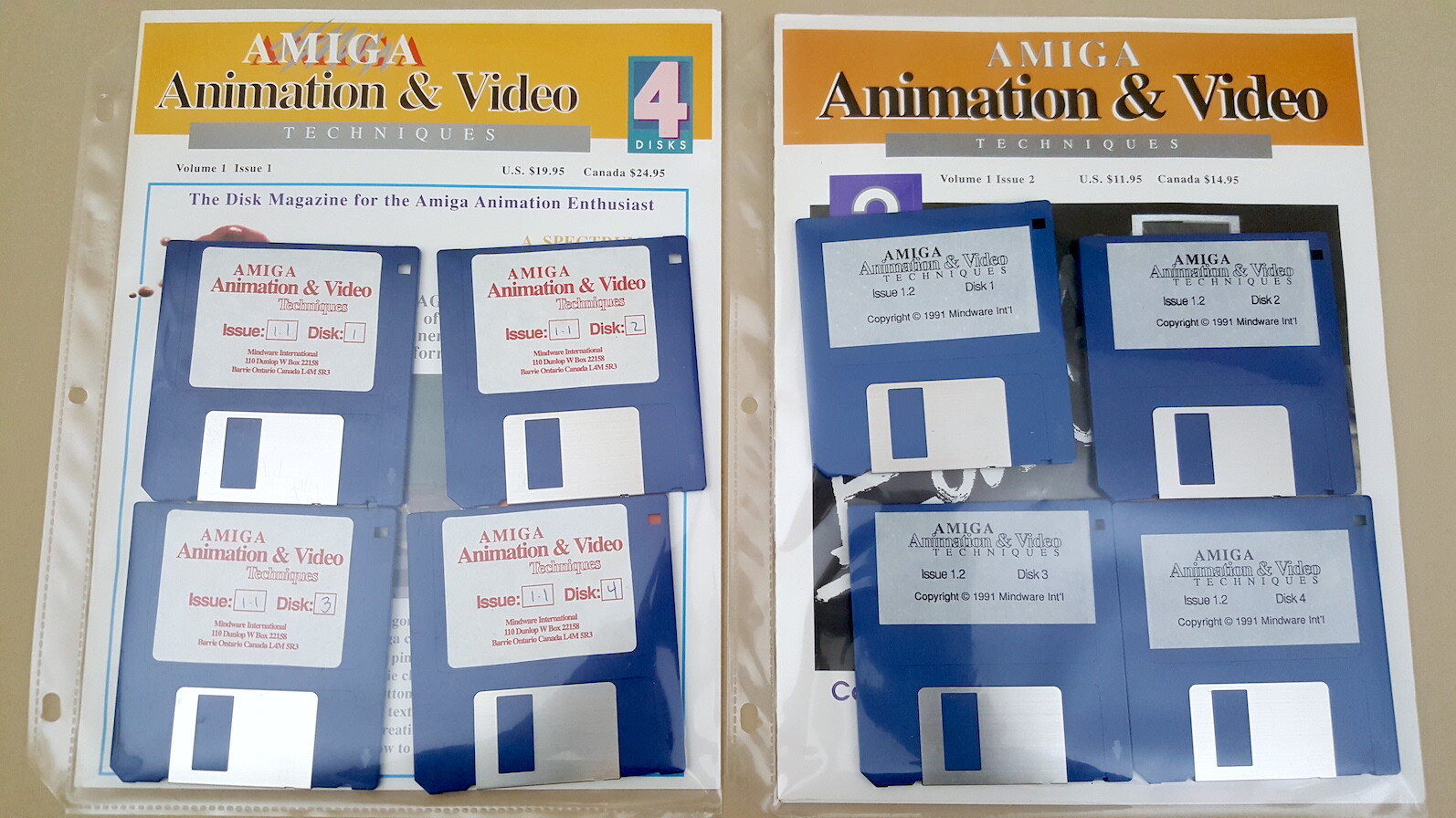 (2) Amiga Animation & Video Techniques Disk Magazines w/Disks ©1991 - Commodore