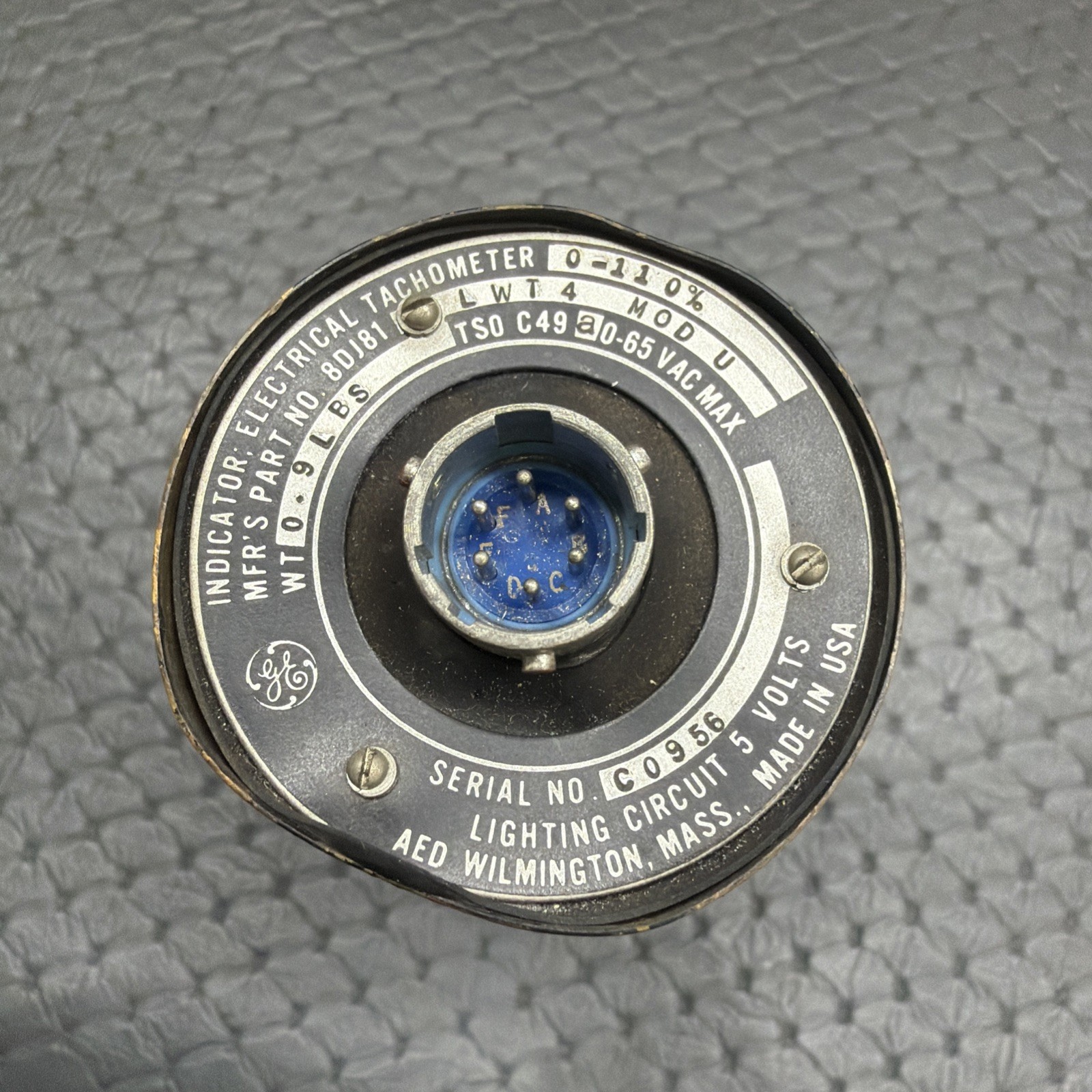 8DJ81LWT4 Mod U Instrument Dept Electrical Tachometer Indicator (0-110 %) GE
