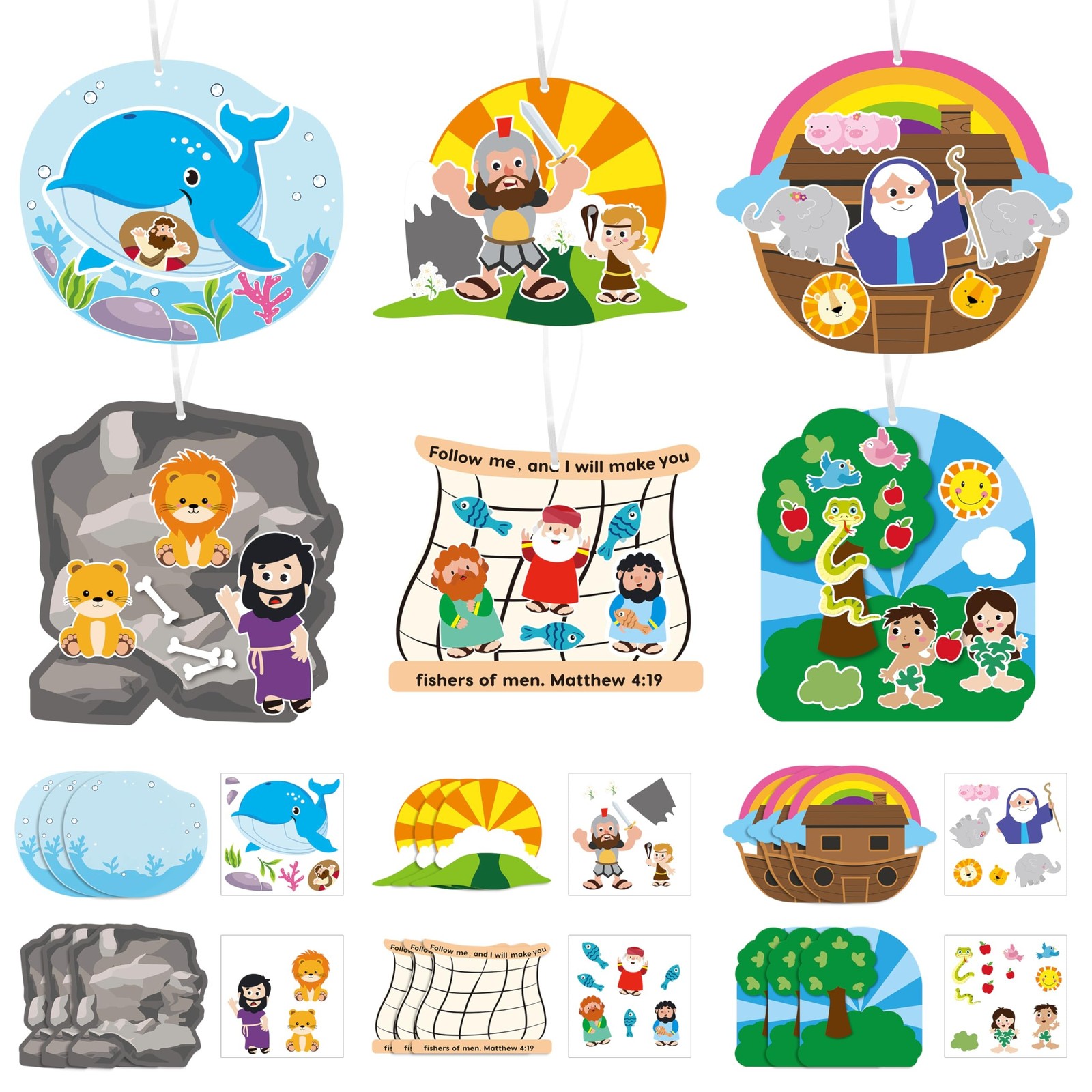 36Set Religious Sunday School Crafts for Kids Bulk Christian Bible Stories DI...