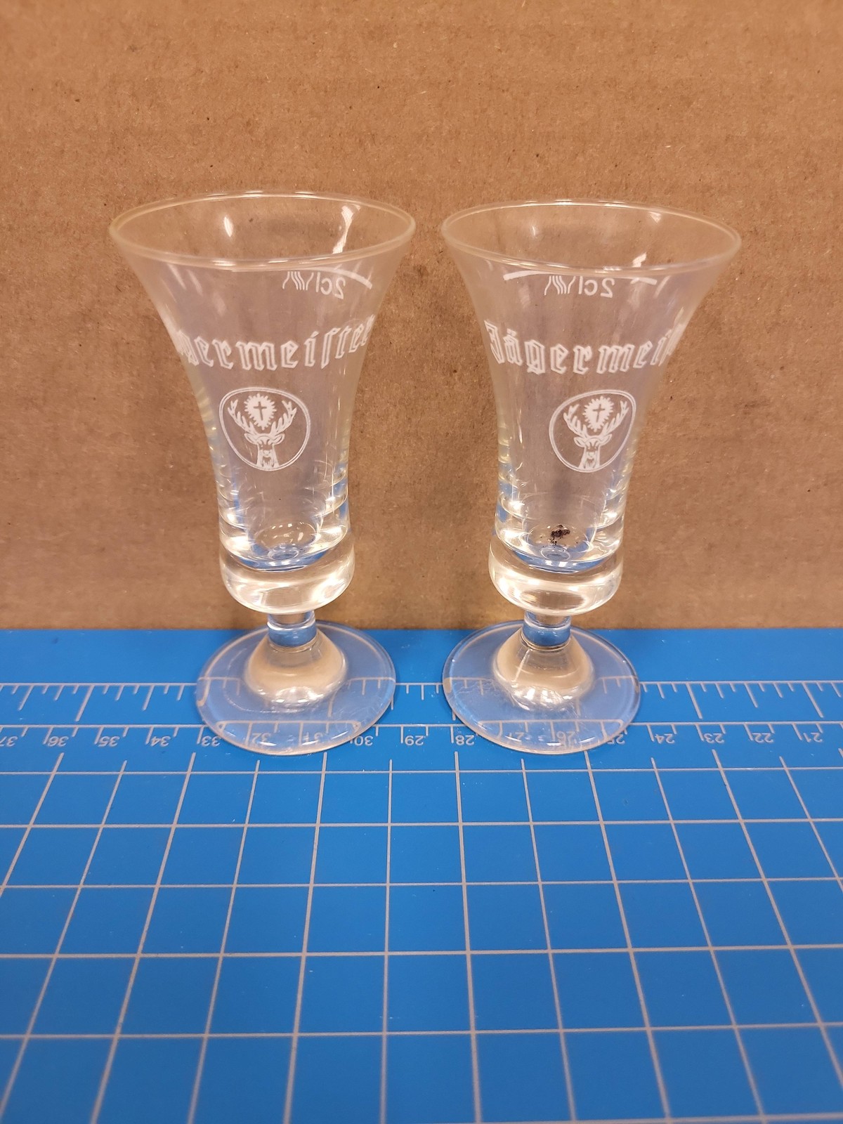 Jägermeister Shot Glasses Set 2 Liquor Barware Collectible Drinkware Glassware