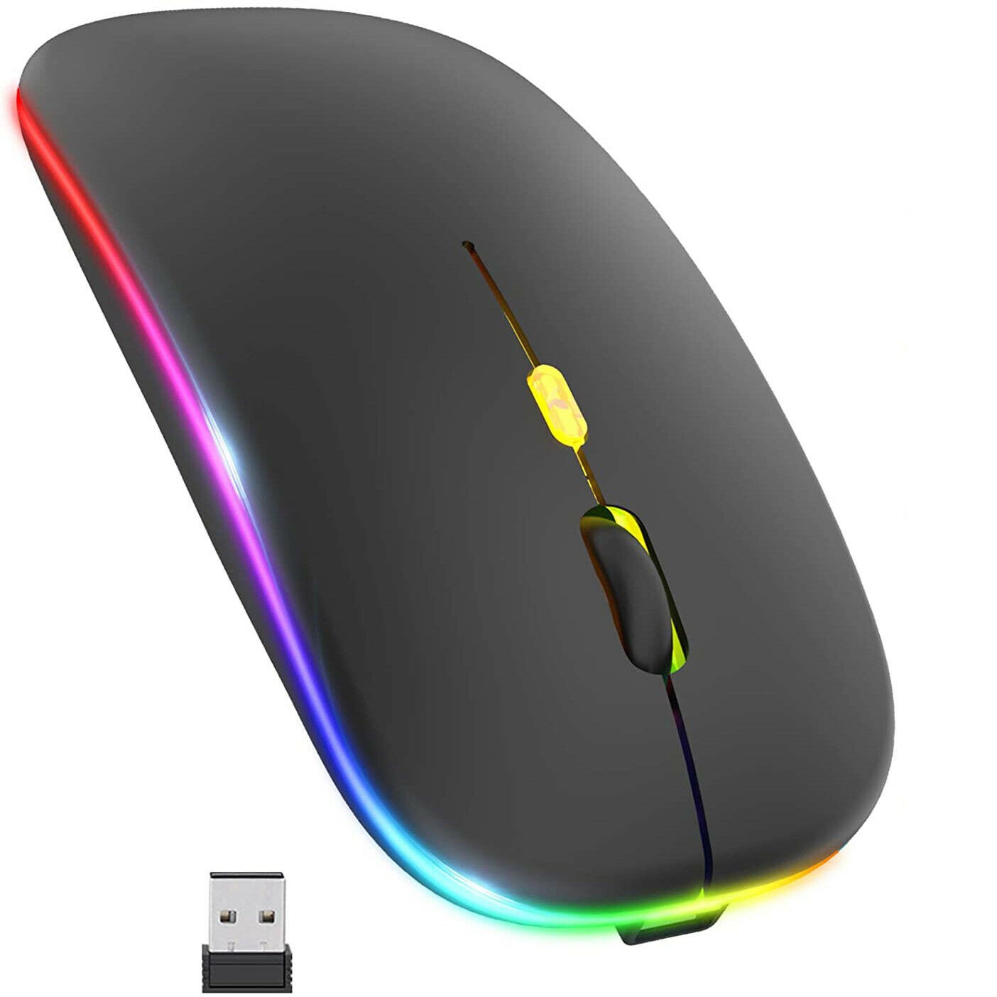 Wireless Bluetooth Optical Mouse LED 2.4GHz USB Rechargeable Mice PC Laptop US