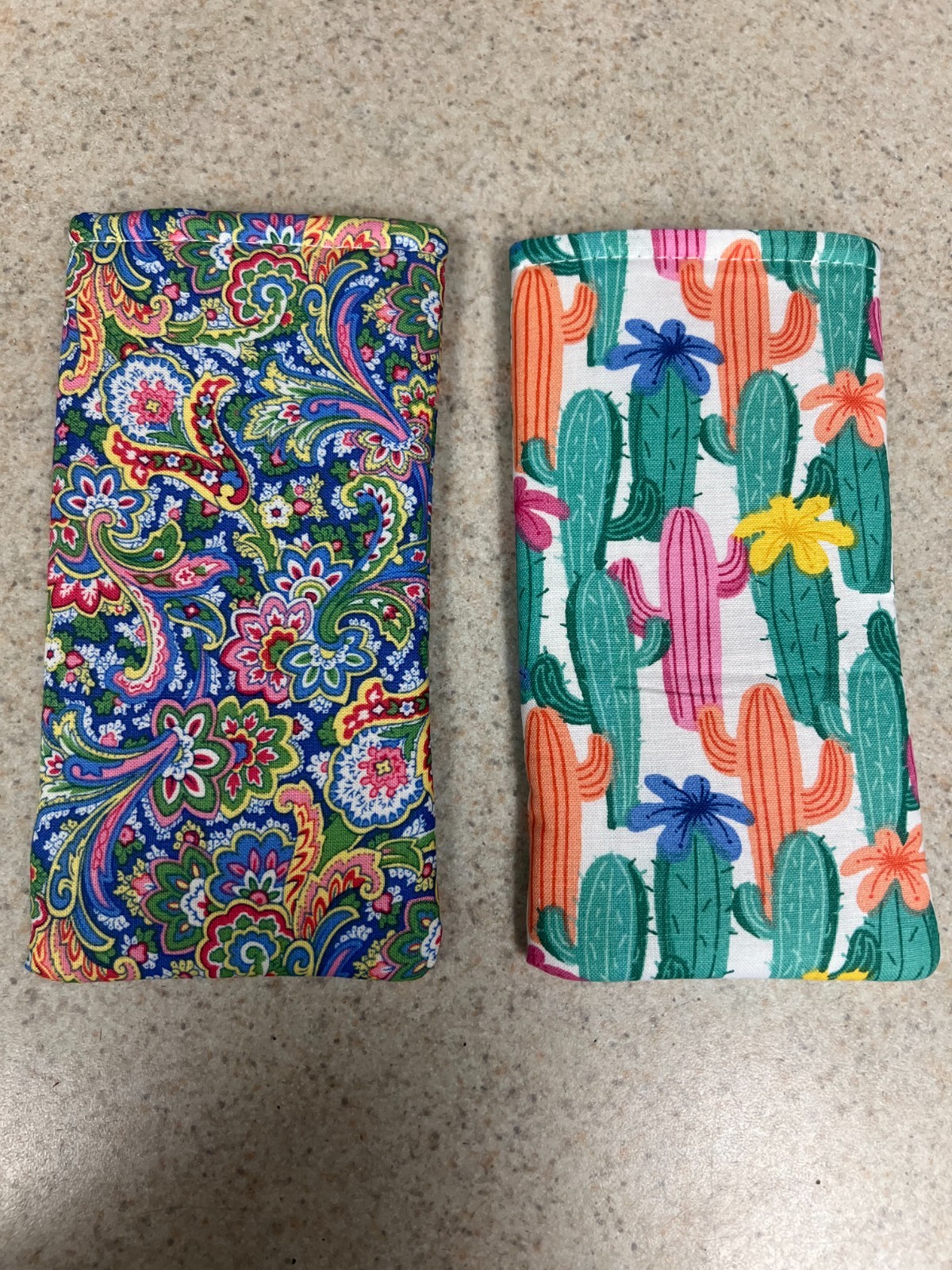 Sunglass / Eyeglass Fabric Cases - Flashy Paisley & Bright Cactus - Great Combo