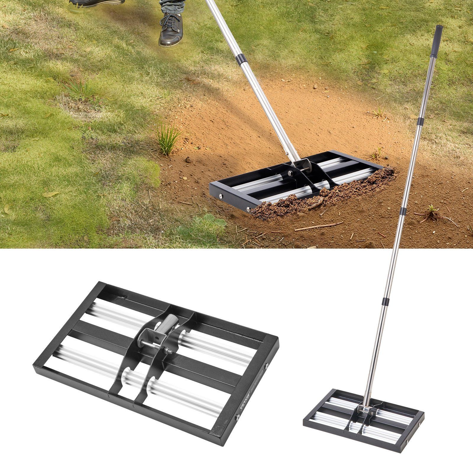 17x10in 1.7mm Thick Lawn Leveler with 63.4in 4-Position Adjustable Handle