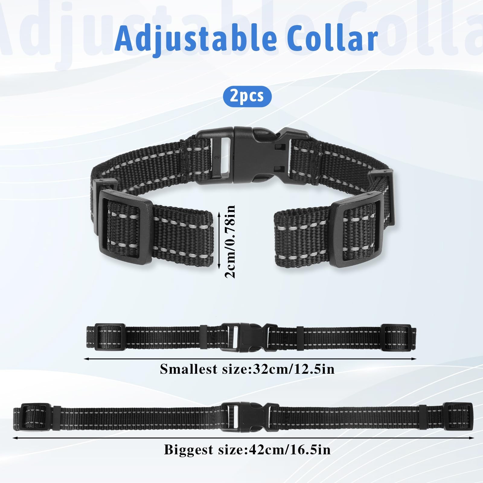 2 Pack Replacement Collar for Dog Training 10 * 8 * 1.7cm, Black