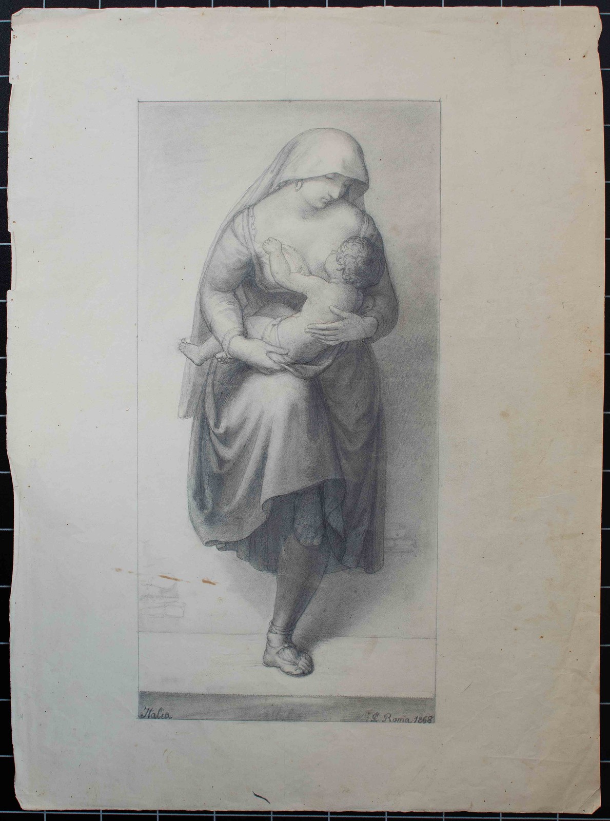 Mutter Kind Allegorie Nazarener Klassizismus Johann Christian Lotsch Blei 1868