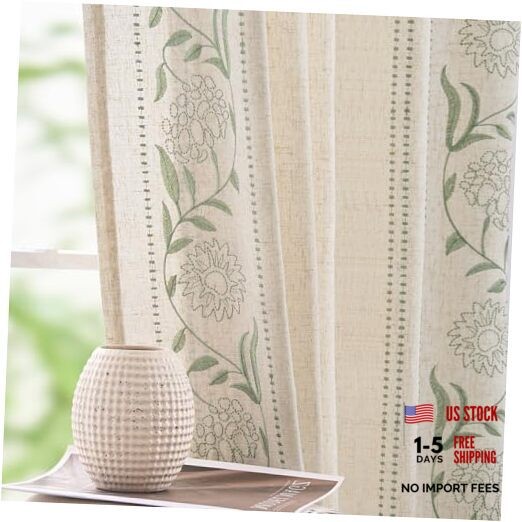 Winslow Linen Curtains for Bedroom 84 Inches 50"W x 84"L (Pack of 2) *Sage