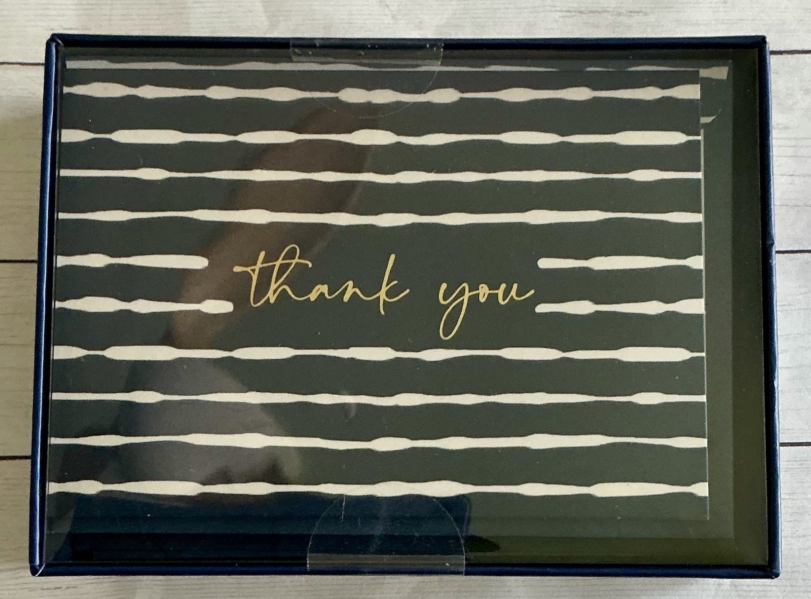 Lady Jayne Thank You 12 Note Cards & Envelopes Navy Gold 3-1/2" x 5" New in Box