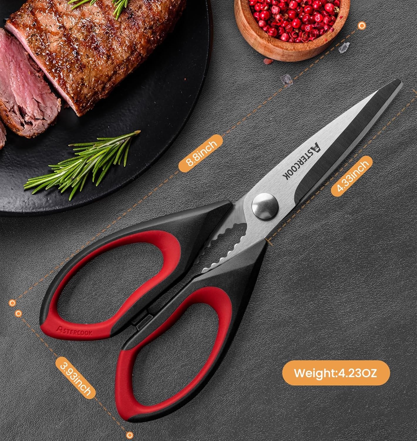 Astercook Kitchen Scissors All Purpose Heavy Duty,3 Pack Kitchen Shears Set,Stai