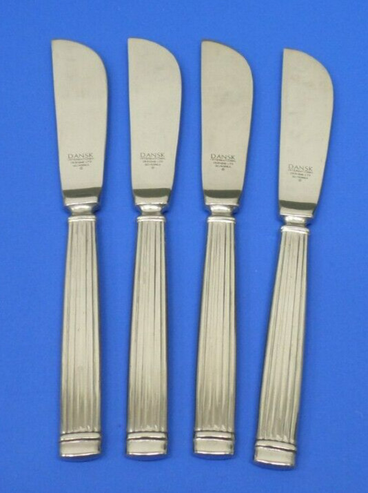 4 - Dansk COLBERT Ridges 18/8 Stainless Korea Flatware MASTER BUTTER SPREADERS