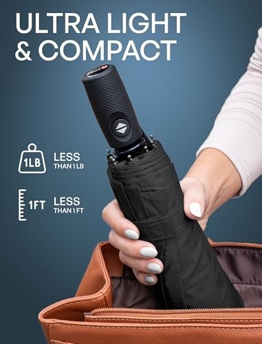 Compact Windproof Travel Umbrella - Auto Folding, 85MPH Wind Resistant, Durable