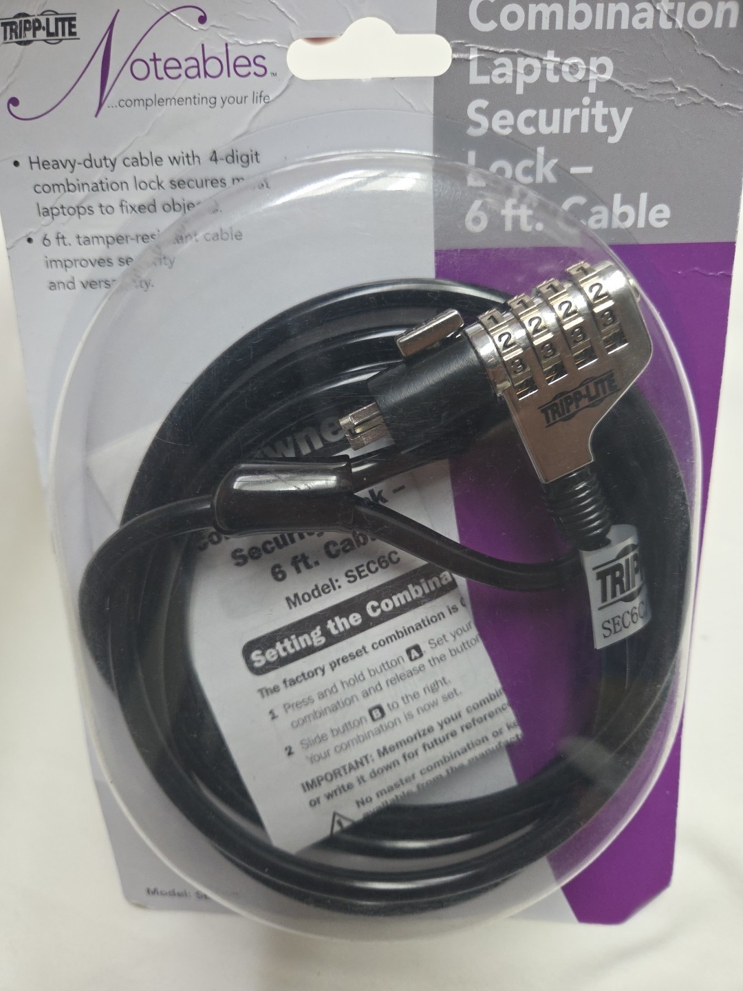 Tripp Lite Laptop Security Lock Combination Theft Deterrent Cable 6 feet (SEC6C)
