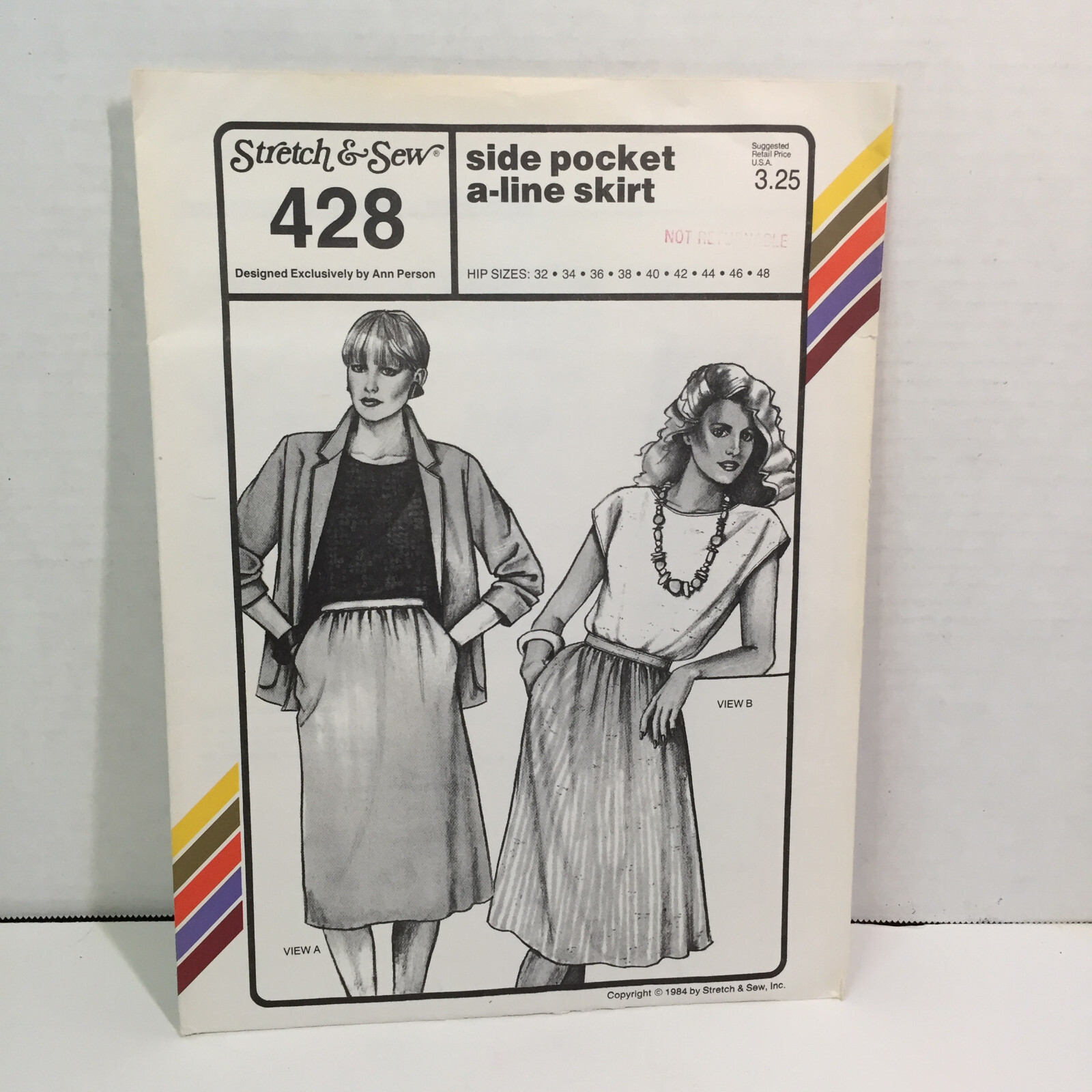 Stretch & Sew #428 Hip Size 32-48 Side Pocket A-Line Skirt