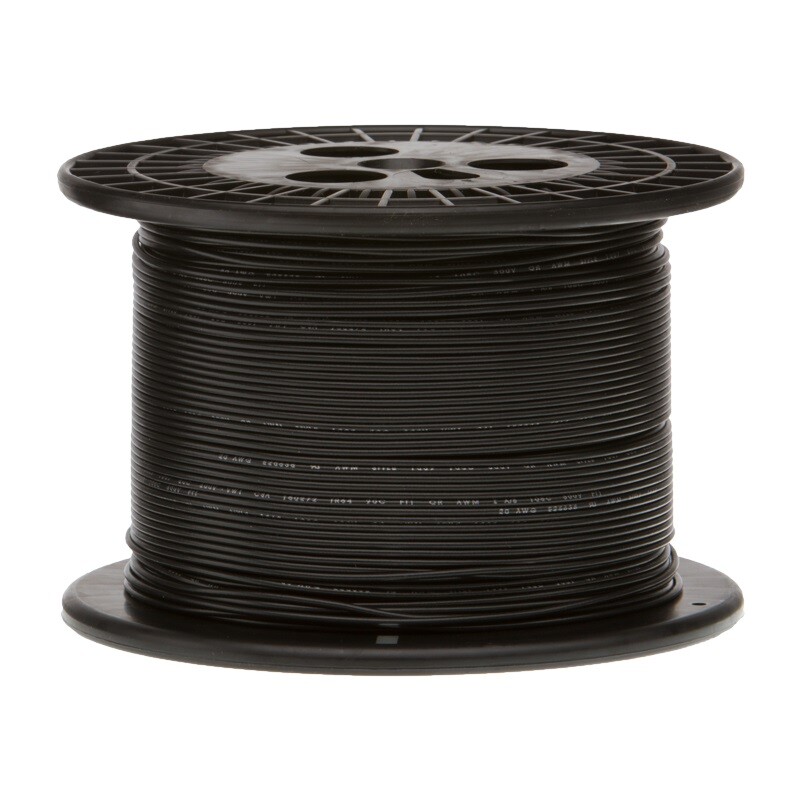24 AWG Stranded Topcoat Hook Up Wire, Black, 1000 ft, 0.056" Dia, UL1007, 300V