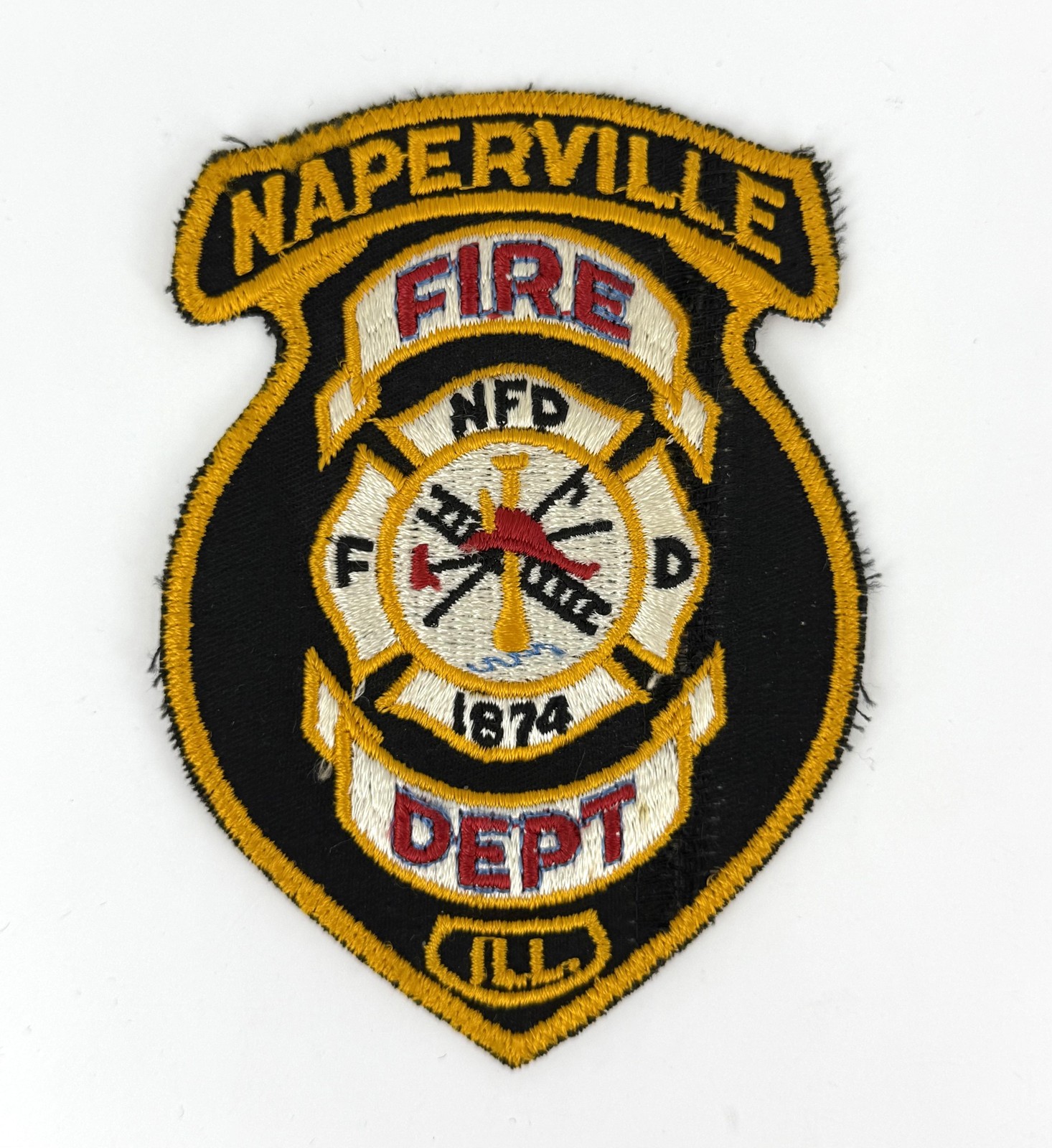 Vintage Naperville Illinois Fire Dept Patch Firefighter Shield Embroidered
