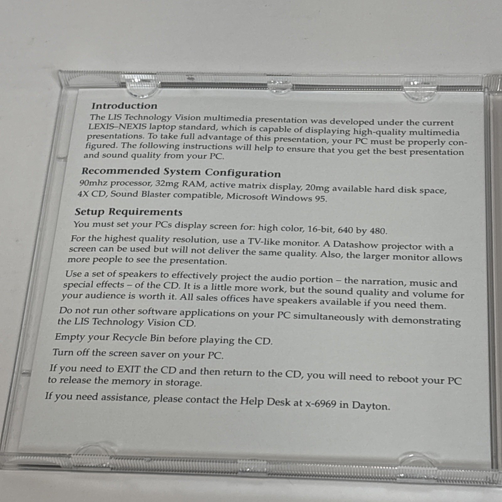 Lexis-Nexis LIS Technology Vision Version 1.0 32MG RAM (CD/1997)
