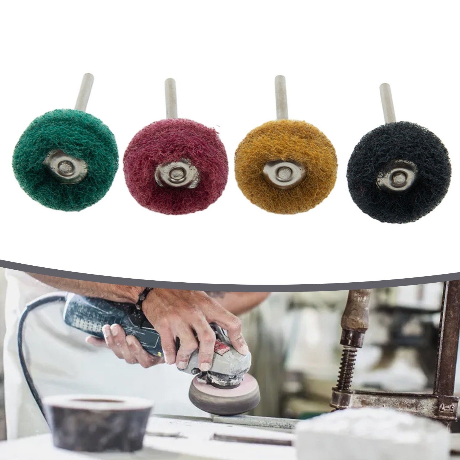 4pcs Set Abrasive Wheel Nylon Buffing Brush Grinding Wheel Rotary Tool 3mm Shank