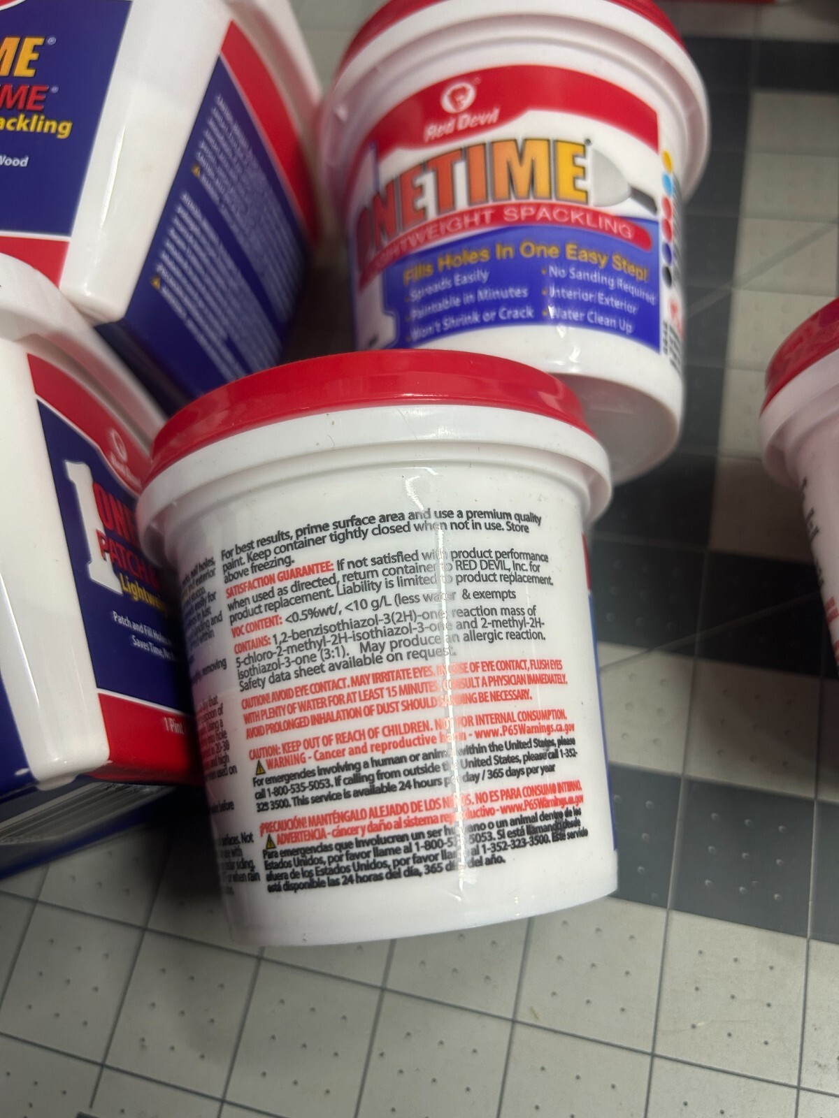 5-pack lot Pint Red Devil Onetime Patch & Prime Lightweight Spackling White 0540