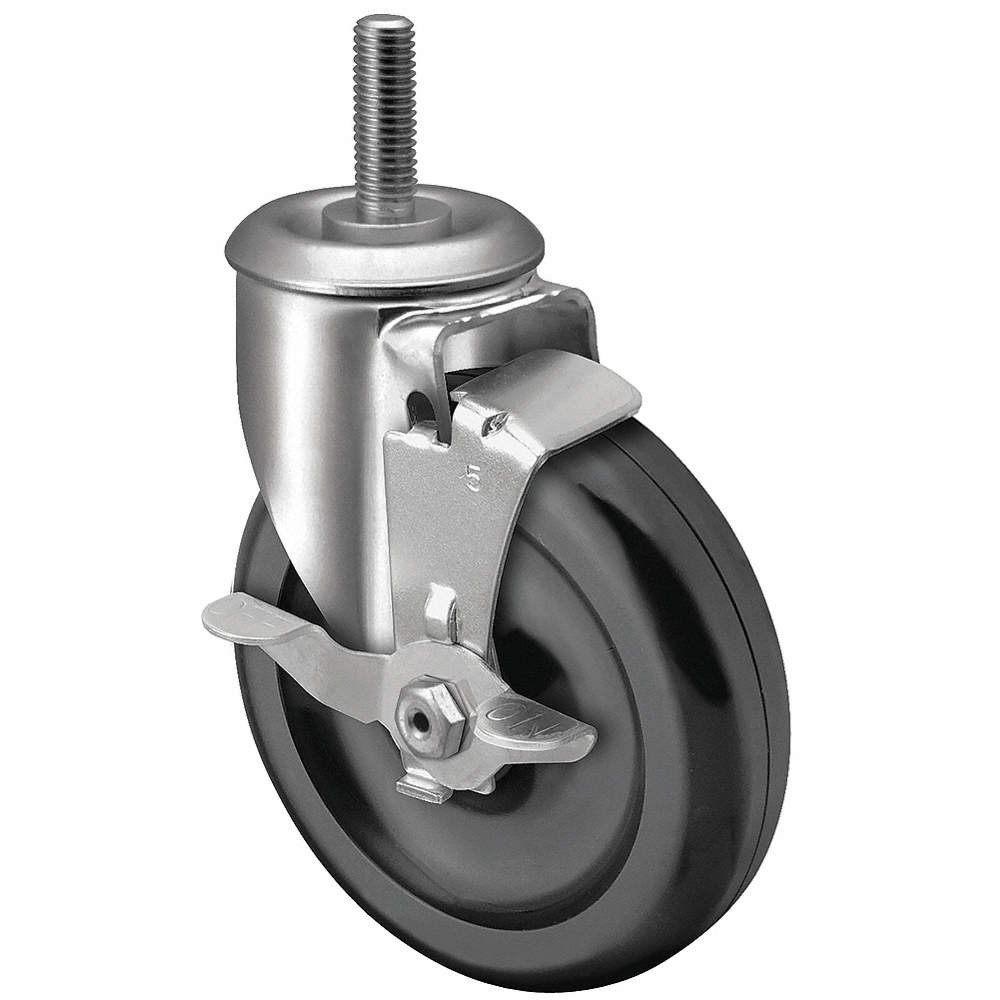 COLSON 2.04254.55 BRK1 Stem Caster,4"dia,Polypropylene,275lb 55FE47