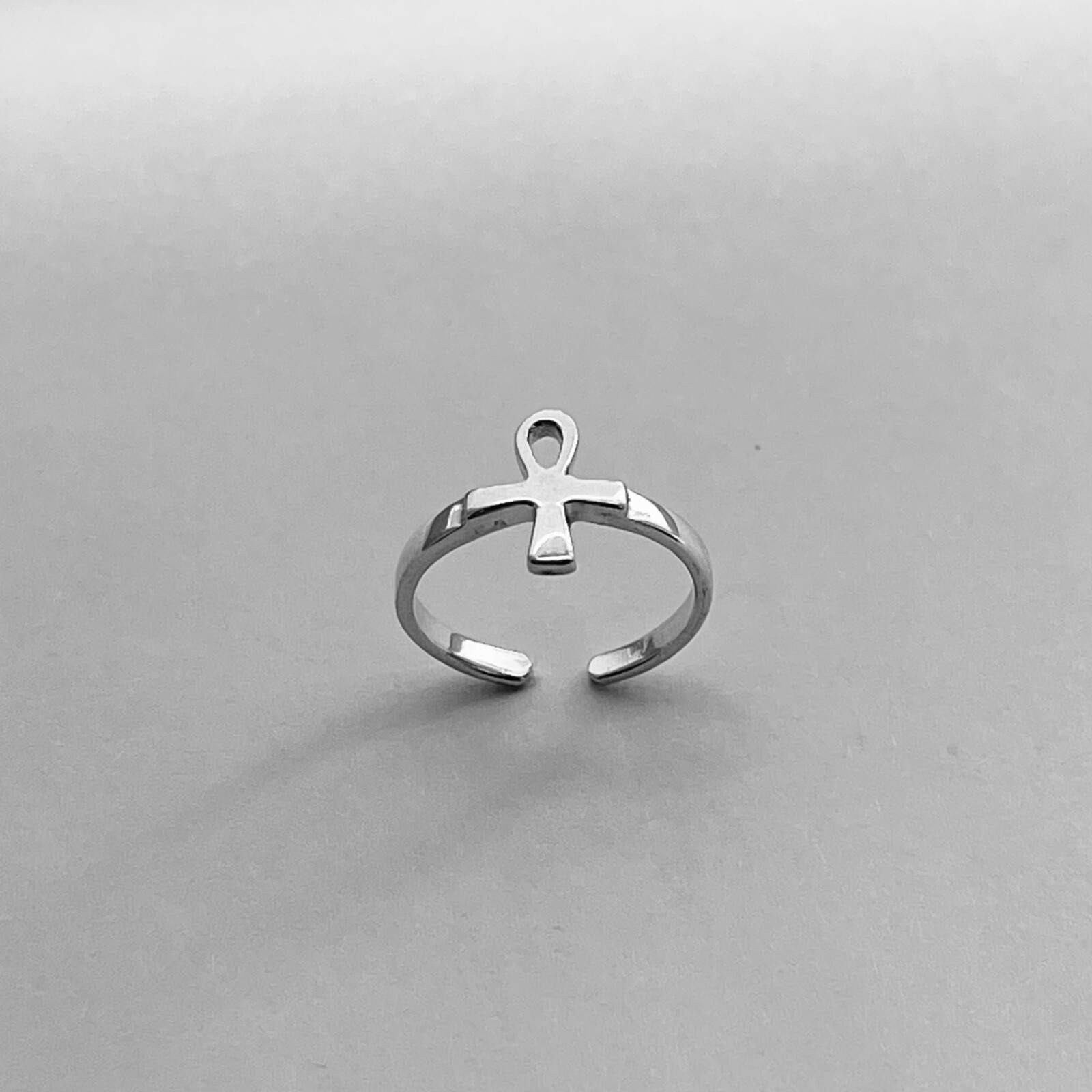Sterling Silver Ankh Toe Ring, Cross Toe Ring, Silver Rings, Religious Ring