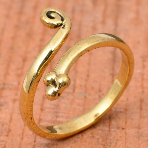 Casual Use Women's Solid Metal Adjustable Toe Ring Yellow Gold Plated Silver