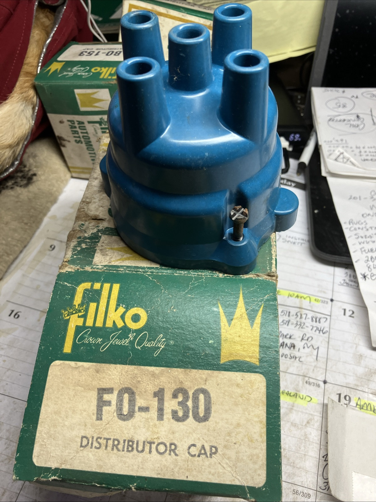 NOS filko  FO130 Distributor Cap with Brass Contacts . Quality Made In USA