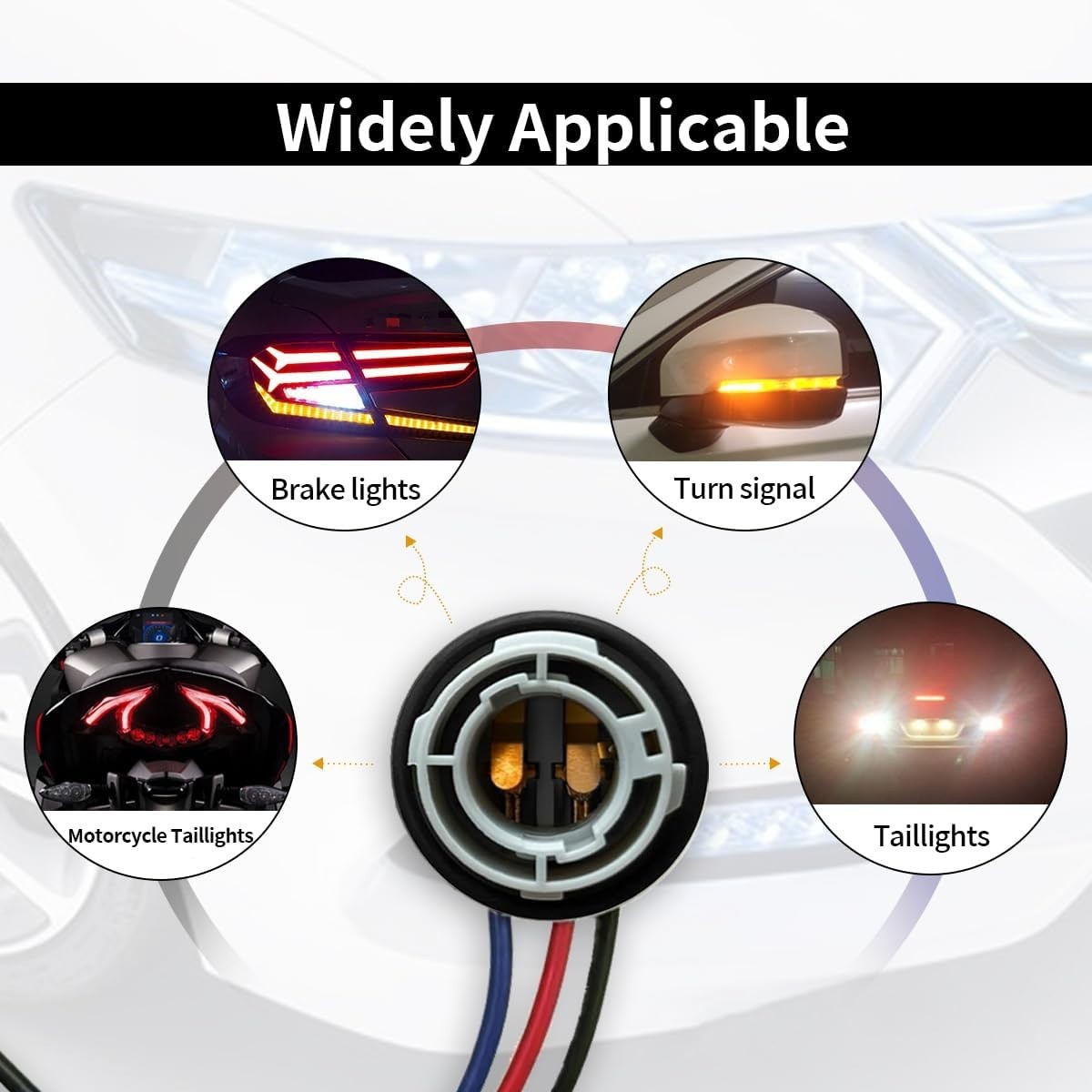 Versatile 1157 LED Socket Plug - Waterproof & Lightweight, 2PCS for All Vehicles