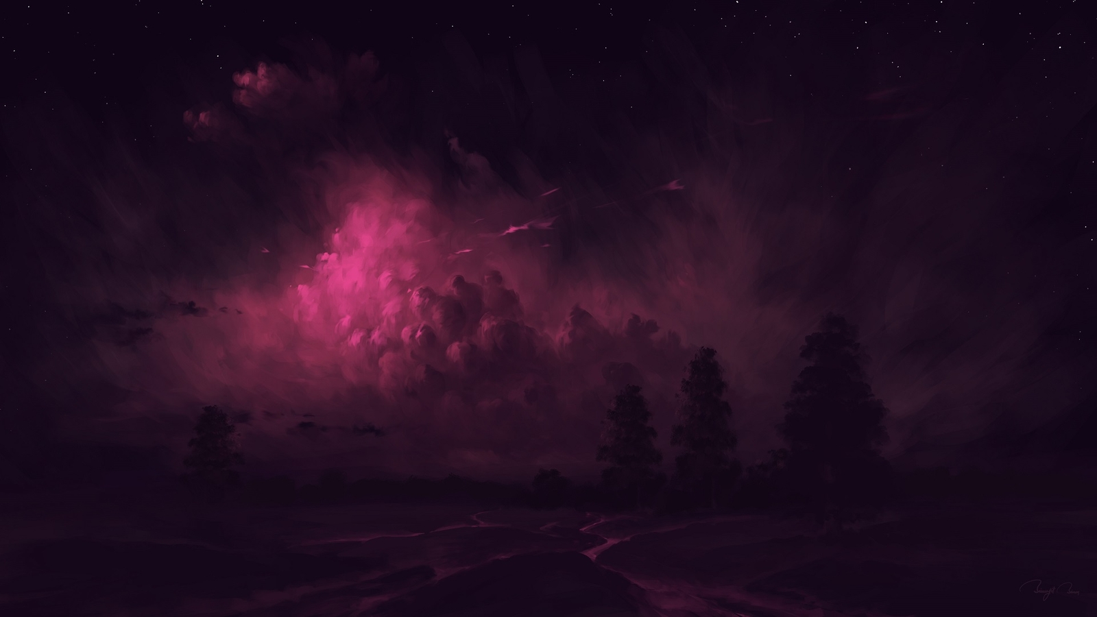 Landscape  art night clouds Custom Gaming Mat Desk