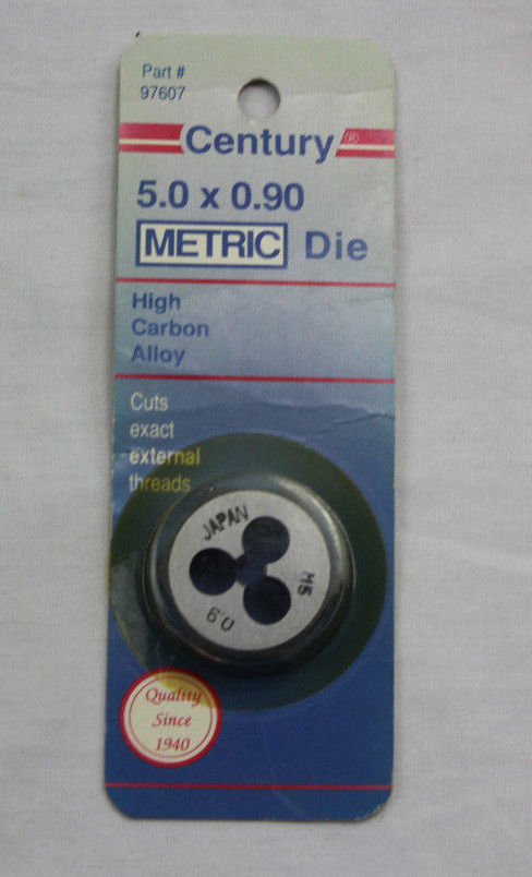Century Metric Die #97607  5.0 x 0.90 High Carbon Alloy Brand New