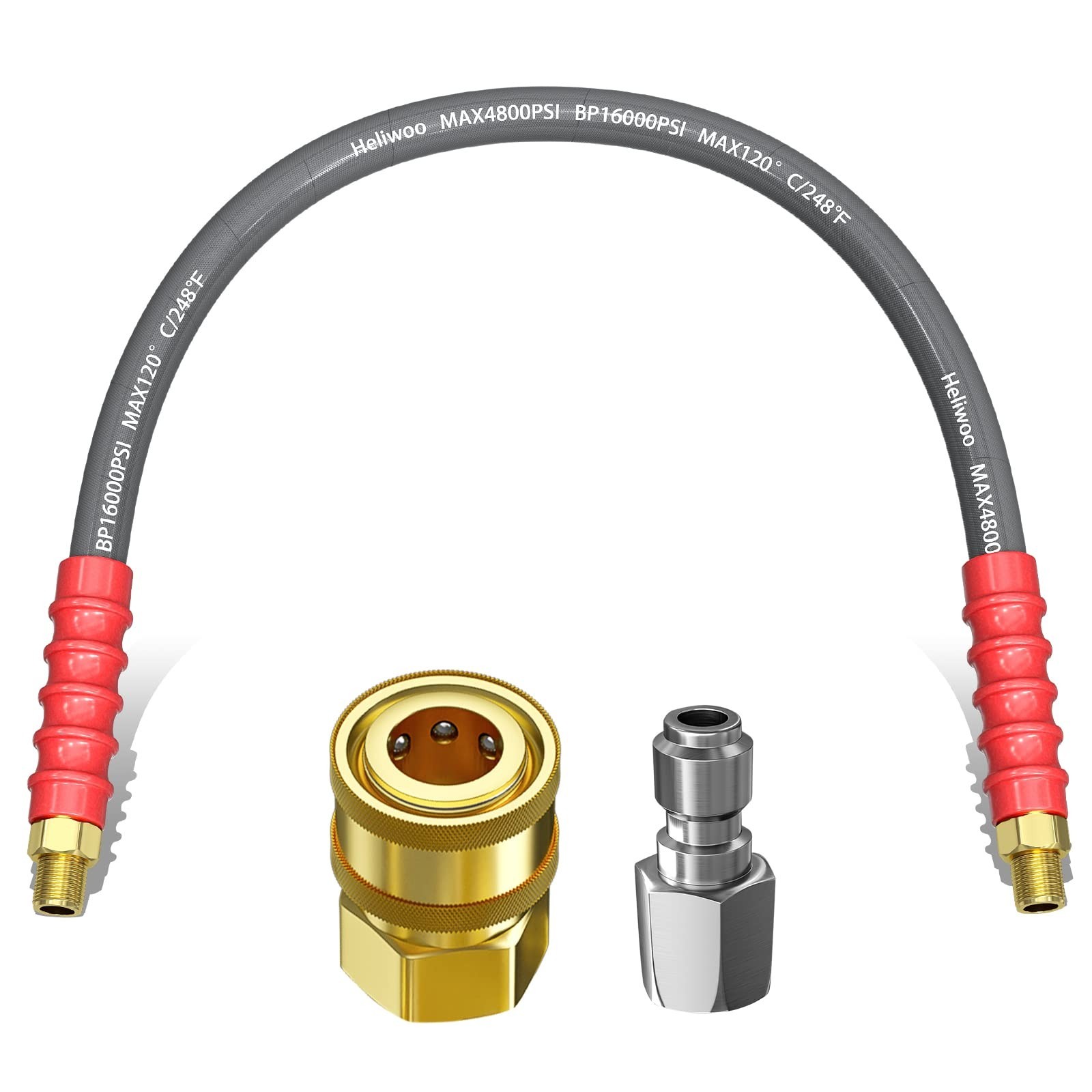 Pressure Washer Whip Hose 2FT, 3/8'' Hose Reel Connector for Power Washer, 24...