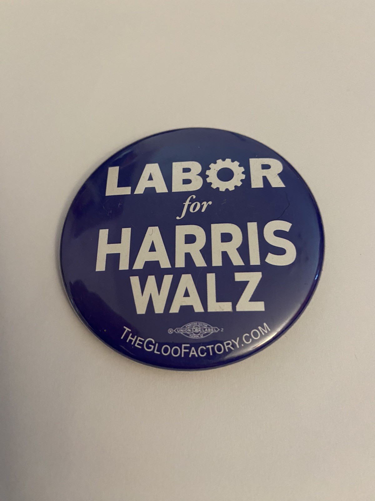 Labor For Harris Walz Pin Back Button P157