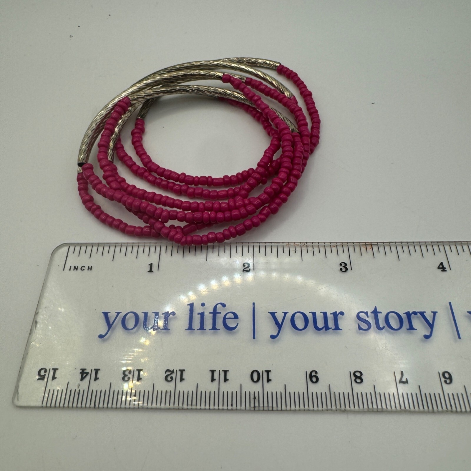 Handcrafted Pink & Silver Beaded Bracelet Set