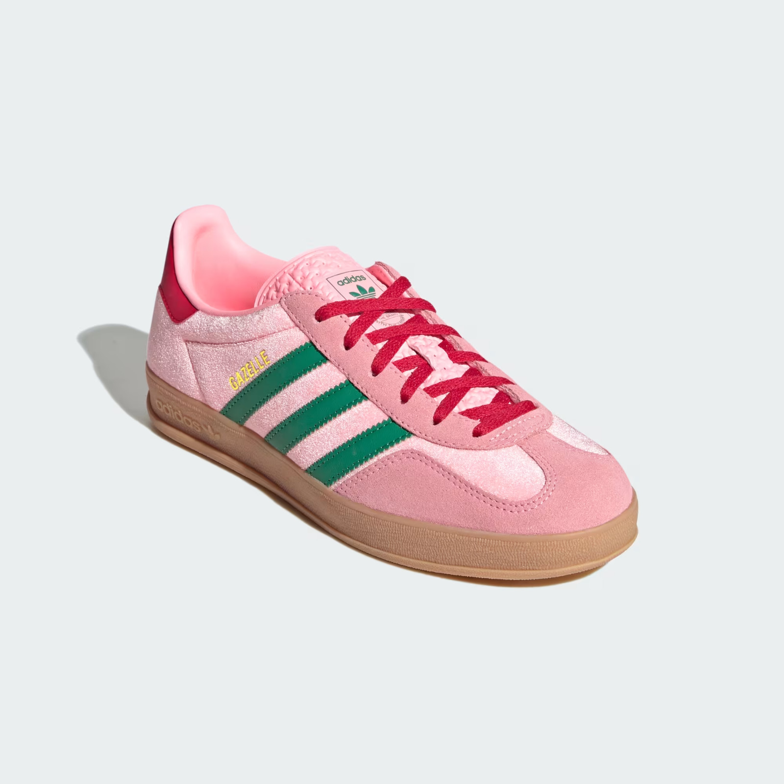 Adidas Gazelle JI2713 Pink Velvet Court Green Glow Pink Gum Women's Size