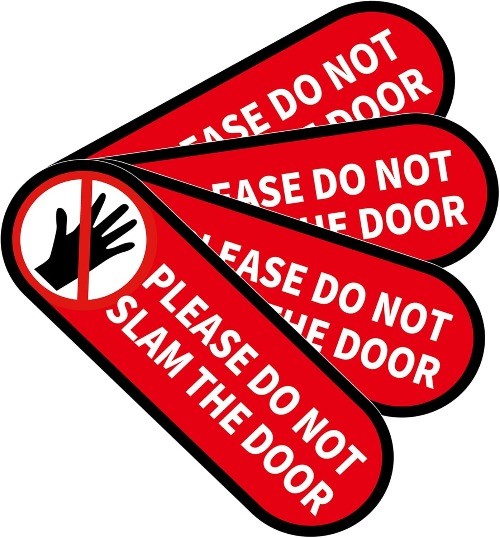 Please Do Not Slam Door Sign Stickers, 4 PCS Waterproof UV Resistant Gently Clos