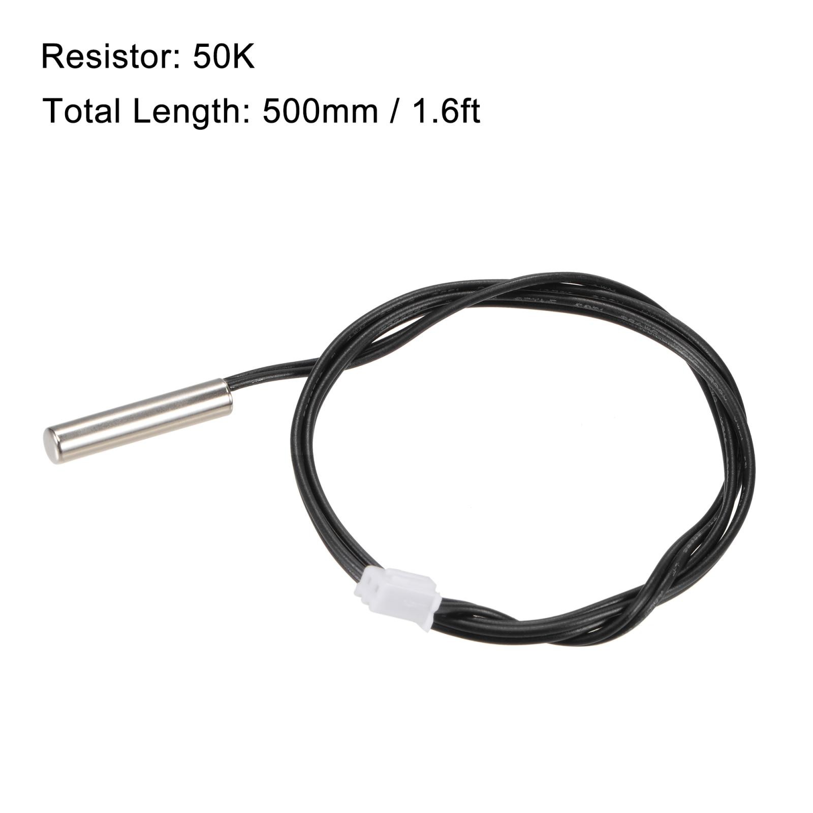5pcs 50K Temperature Sensor Probe, Stainless Steel Thermal Sensor Probe 50cm