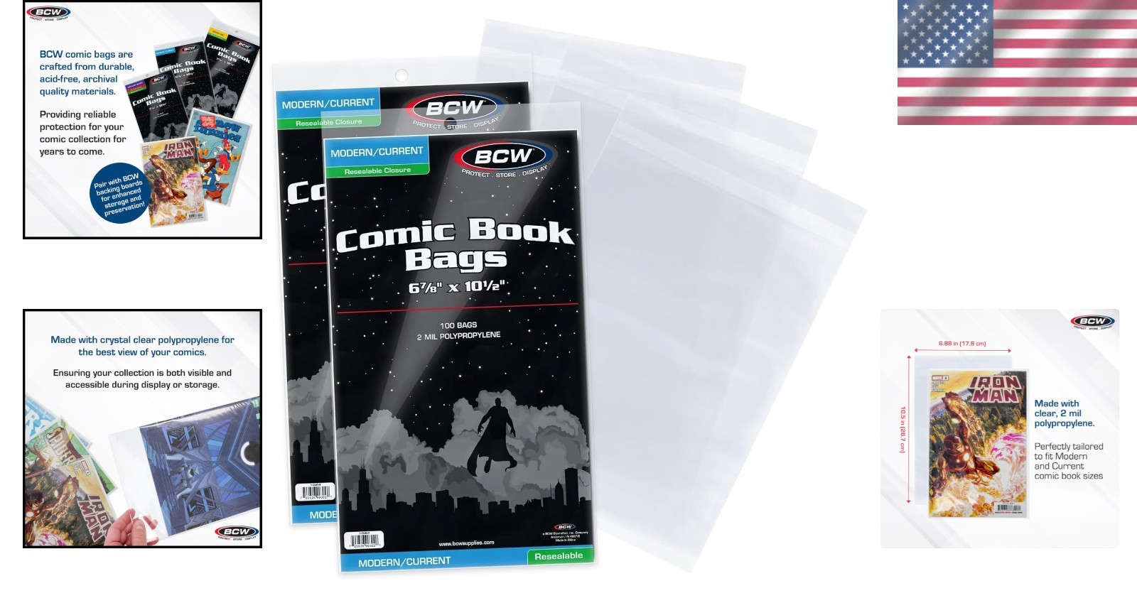 200 Count Resealable Comic Bags for Current Issues - Crystal Clear Protection