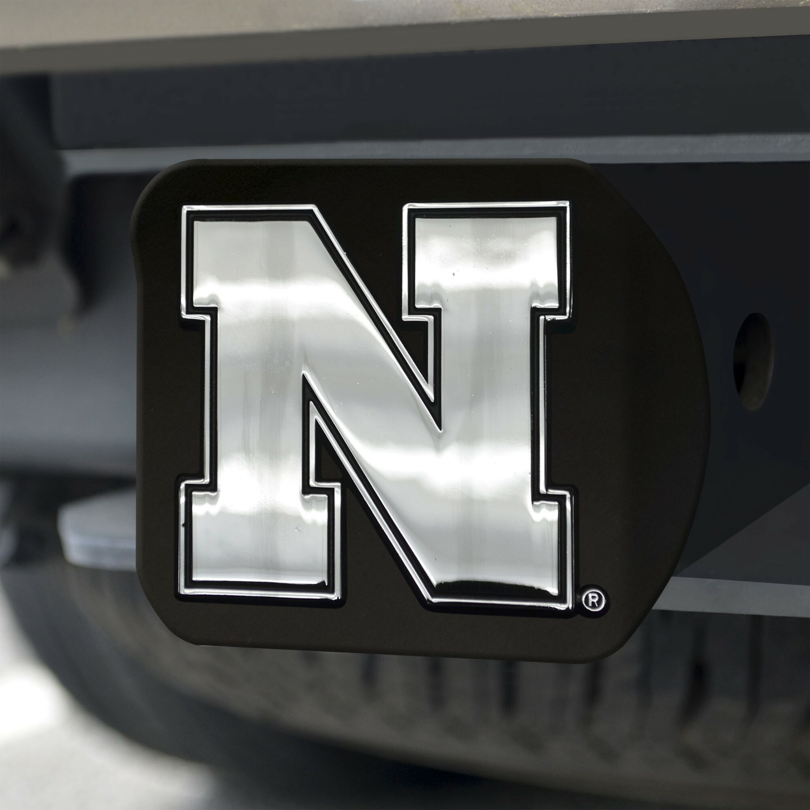 Fanmats 21041 Nebraska Cornhuskers Black Metal Hitch Cover Metal Chrome 3D Emble