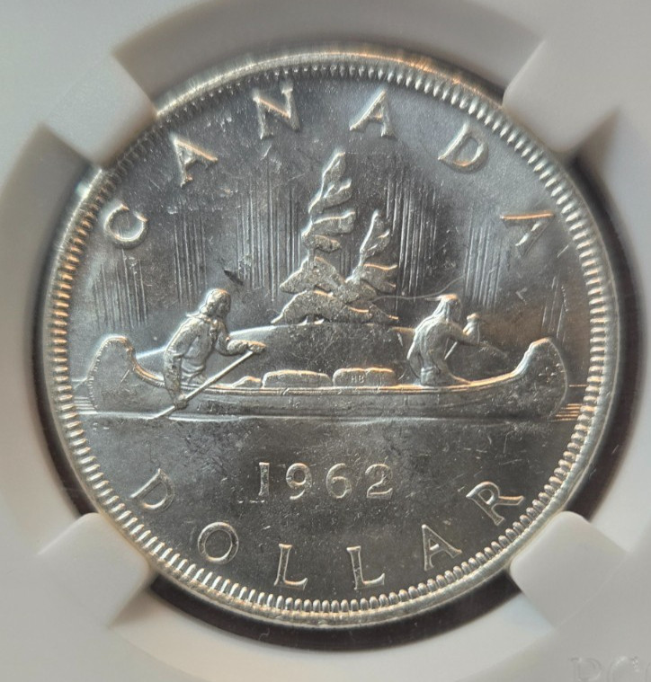 1962 Canada Silver (.800) Dollar • MS-62 • Blast White • Custom Slab!
